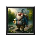 Smiling Gnome At River With Backpack, Beer in Hand Jewelry Box