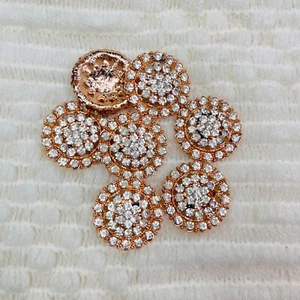 rhinestone flat buttons sewing craft 9 pieces Size: 30mm gold crystal button - Picture 1 of 1