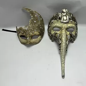 Venetian Carnival Zanni Long Nose & Goddess Masquerade Ball Mardi Gras Masks - Picture 1 of 5