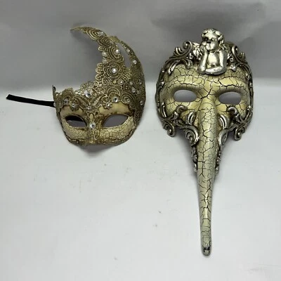 Venetian Carnival Zanni Long Nose & Goddess Masquerade Ball Mardi Gras Masks - Image 1 of 4