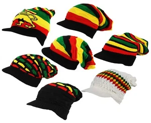 ITZU Co.RASTA Reggae a Rayas León de Judá Visera Pico Gorro Gorro Sombrero - Imagen 1 de 14