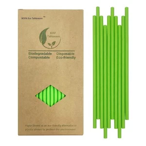 Green Paper Straws 7.75 Inch 100 Pack Christmas Green Straws Recyclable Eco Frie - Picture 1 of 7