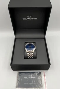 GLYCINE GL0455 COMBAT 43MM MENS WRISTWATCH WATCH AUTOMATIC 26 JEWELS BLUE - Picture 1 of 8