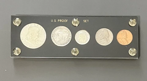 1956 US Mint Silver Proof Set 5 coins NEW Capitol Plastics Black Holder Cover