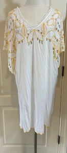 Trina Turk white yellow embroidered swim suit coverup size Medium NO BELT - Picture 1 of 4