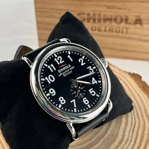 Shinola The Runwell 47mm Black Dial Leather Strap Argonite 1069 Men's Watch - Picture 1 of 9