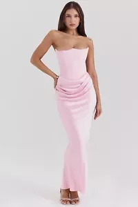 HOUSE OF CB 'Persephone' Rose Shadow Strapless Corset Maxi Dress S PLUS CUP 2869 - Picture 1 of 10