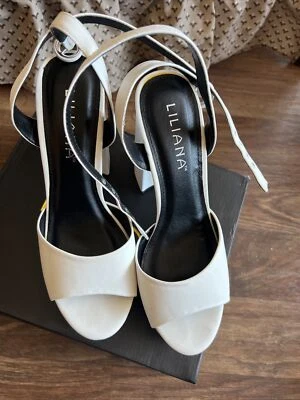 Zapatos de salón Liliana para mujer 8 Dorola plataforma cuero blanco tacones altos tachonados Foto 1 de 4