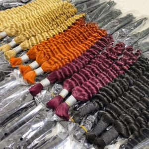 Human Hair Bulk For Braiding Deep Wave Brazilian Remy Bulk Hair Extensions - Picture 1 of 29