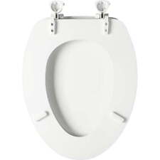 Mayfair Lift off Elongated Enameled Wood Toilet Seat in White High-gloss Finish