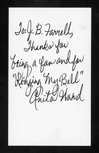 Anita Ward R&B Disco Singer (ring my bell 1979) Signed 3x5 Index Card G1321 - Picture 1 of 1