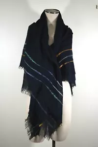 Echo Women's Scarf Artistic Striped Wrap Black Wool Blend $98 - Picture 1 of 10