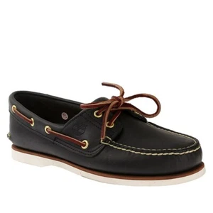 Timberland Hombres 2 Ojos Clásicos Cuero Cosido a Mano Barco Zapatos Azul Marino Estilo 74036 - Imagen 1 de 8