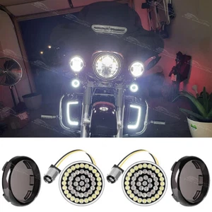1157 LED Turn Signal Lights Blinker Amber For Harley Dyna Street Glide Road King - Picture 1 of 9