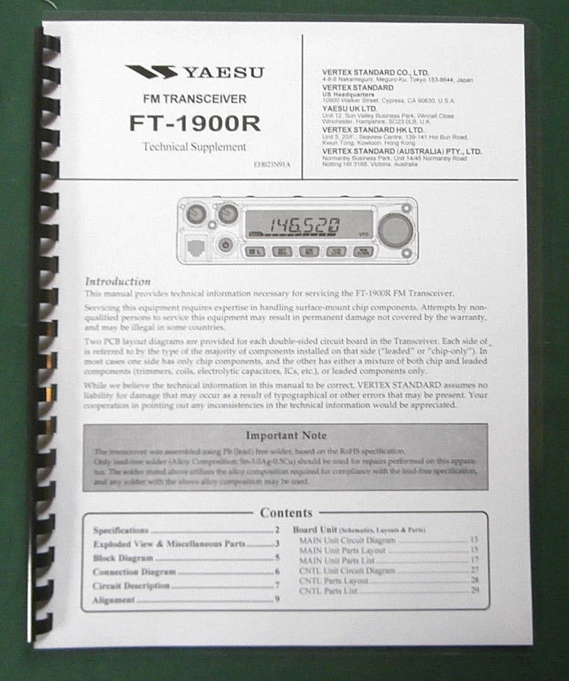Yaesu FT-1900R Service Manual: With all 11"X17 Foldouts (full color)  - Image 1 of 1