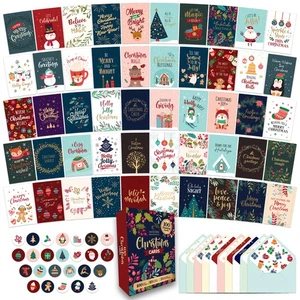 100 Stück foliert & glitzernd verpackt 6x4 Zoll verschiedene Weihnachtskarten mit Umschlägen... - Bild 1 von 6