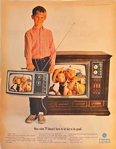 General Electric Farbfernseher muss nicht groß sein um gut zu sein 1966 Vintage Printwerbung - Bild 1 von 1