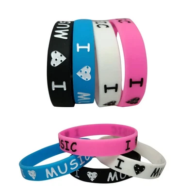 Silicone Rubber Music Wristband Men Adjustable Minimalist Band Jewelry - Image 1 of 4