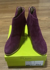 Ted Baker Lorca 2 Suede Ankle Boots Block Heel in Purple (Used) - Picture 1 of 10