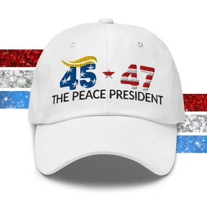 Dad Hat "Trump The Peace President" Embroidered Cap Peace Through Strength - Picture 1 of 82