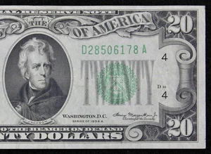 HG $20 1934A Mule Federal Reserve Note D28506178A twenty $, series A, Cleveland - Picture 1 of 4