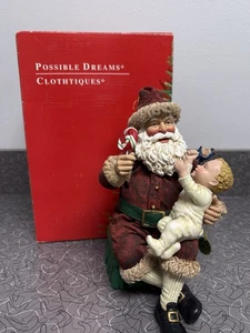 1999 Possible Dreams Clothtique “A Child’s Delight” 9” Santa with Toddler - Picture 1 of 9