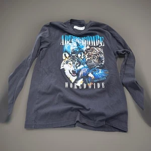 Abercrombie Kids Boys Long Sleeve Shirt  Size 11/12  Nature Wolf Cheetah - Picture 1 of 4