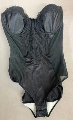 DE COLECCIÓN ADONNA SIN TIRANTES SUJETADOR FAJA NEGRA PELUCHE BODY ENCAJE LENCERÍA 34C Foto 1 de 4