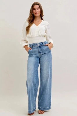 Pantalón vaquero JUDY BLUE cintura alta pierna ancha Foto 1 de 3