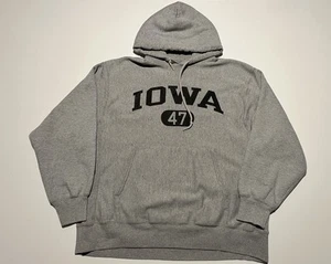 Vintage Champion Reverse Weave Iowa Hoodie Sweatshirt Size XL 90s Grey - Picture 1 of 8