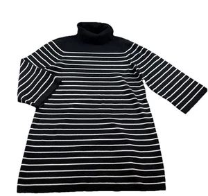 Eliza J Damen Rollkragenkleid schwarz elfenbein gestreift Größe XL Neu mit Etikett - Bild 1 von 11