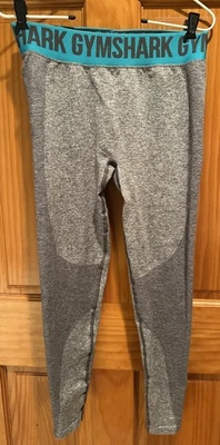 Gymshark Flex 紧身裤 Mid Rise 木炭 Marl / Teal 大号女式 — 第 1/4 张图片