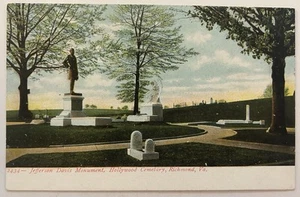 Antique 1909 Jefferson Davis Monument Postcard Hollywood Cemetery Richmond VA - Picture 1 of 2