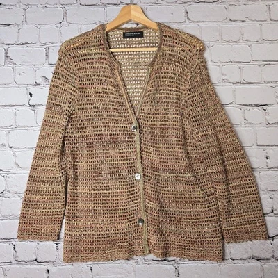 Jones New York Crochet Knit Multicolor Red Yellow Button Up Cardigan Sweater - Image 1 of 4