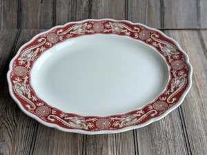 RARE INTAGE GRINDLEY English MARLBOROUGH Scalloped PLATTER w/DRAGONS 16"X13" - Picture 1 of 11