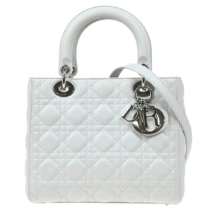 Christian Dior White Lambskin Lady Dior Cannage 2way Handbag 18-MA-1115 184523 - Picture 1 of 10