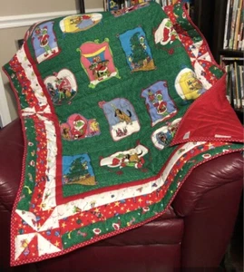 Dr Seuss Custom Christmas Holiday Grinch Quilt/Comforter/Throw 48” X 58” - Picture 1 of 2