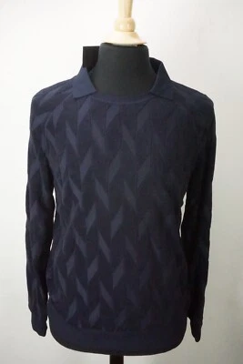 Suéter Pullover Giorgio Armani Etiqueta Negra Azul Marino Terry Tela 48 NUEVO Foto 1 de 4