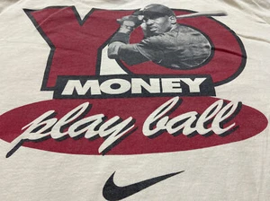 Spike Lee Nike Michael Jordan YO MONEY Baseball Vintage Tee Size M 90s White - Picture 1 of 10