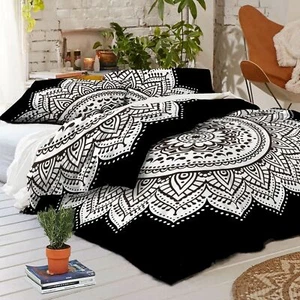 Black & White Indien Mandala Bedding Hippie Bohemian Duvet Cover Quilt Blanket - Picture 1 of 2