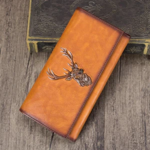Genuine Leather Wallet Women Vintage Bifold Wallet Purse Money Clip Card Holder - Picture 1 of 13