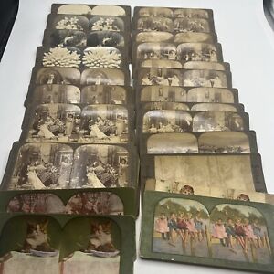 Antique People Animals Places Stereoview/Stereoscope Photo Cards Lot Of 35