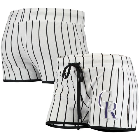 Women's Concepts Sport White Colorado Rockies Vigor Pinstripe Sleep Short Cover
