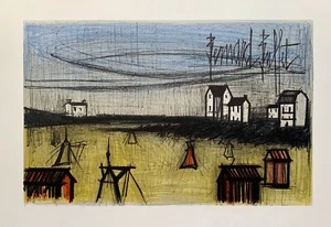 Bernard Buffet Original Lithograph A SMALL BEACH or LA PETITE PLAGE Plate Signed - Picture 1 of 9