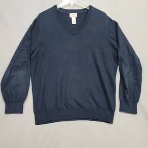 Vintage LL Bean V Neck Sweater Mens Large Cashmere & Cotton Color Blue - Picture 1 of 11