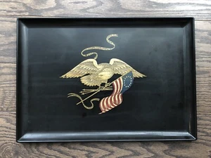 Vintage Couroc of Monterey Serviertablett mit Bakelit Intarsien patriotisch amerikanischer Adler - Bild 1 von 11