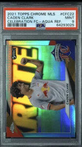 Topps Chrome MLS 2021 Caden Clark Aqua novato RC celebración /99 PSA 9 - Imagen 1 de 2