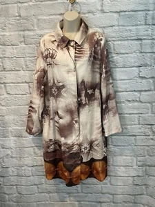 Chaqueta para mujer Trelise Cooper Masai África con estampado 100 % lino cubierta antipolvo talla M - Imagen 1 de 12