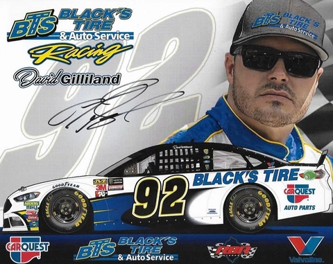 SIGNED 2018 DAVID GILLILAND BLACK TIRE RACING #92 NASCAR MONSTER ENERGY POSTCARD Cover