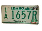 Idaho 1987 Greenie Trailer License Plate 1A 1657R Ada County Mancave Pub Garage